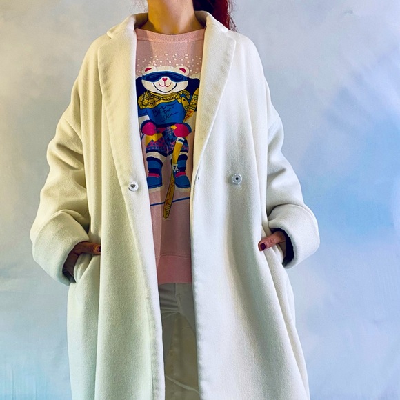 Glamorous Deer and Flyer Heavy Cotton / Cellulose Ivory Coat size Large - Picture 4 of 9